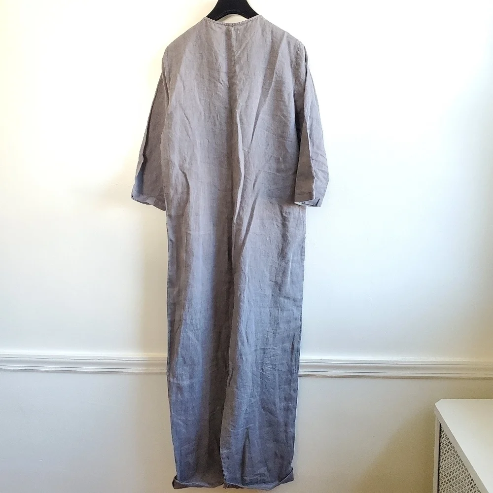 Zara 100% Linen Front Pocket Grey Boiler Jumpsuit  Onesie NWT Size Small